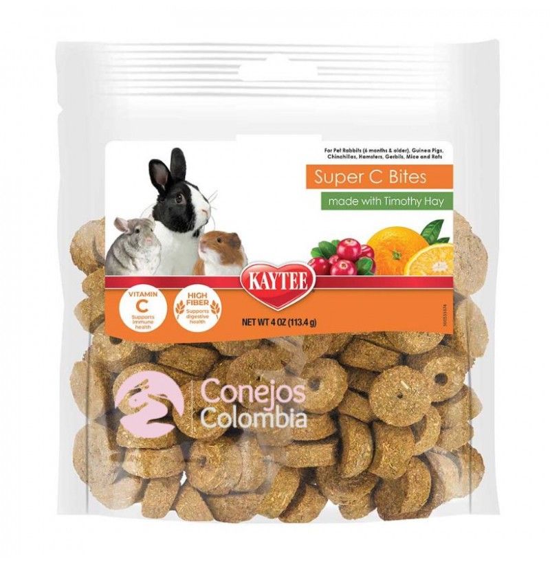 Galletas naturales de heno timothy con vitamina C para conejos, cobayas, chinchillas y hámster | Conejos Colombia
